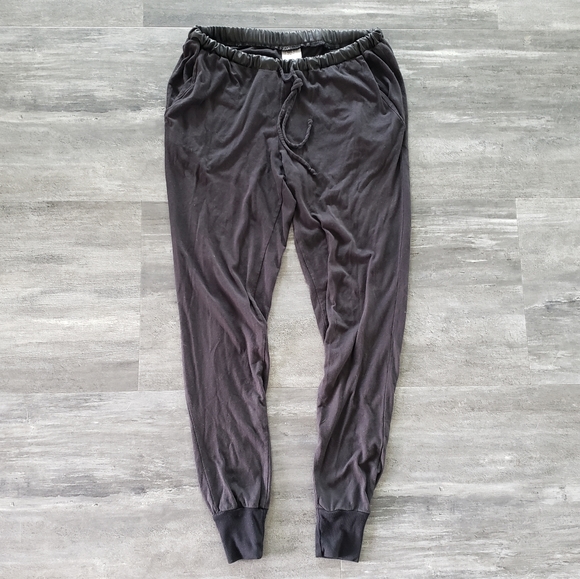 Black Leather Trim Bobi Banded Sweats